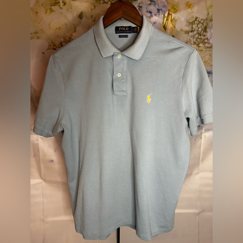 Polo by Ralph Lauren Men's Light Blue Polo Shirt EUC
